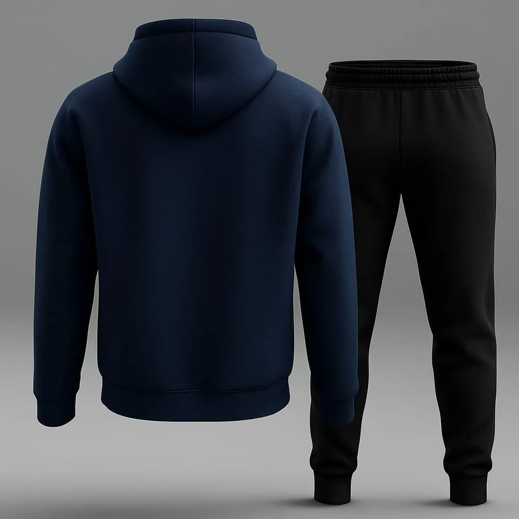 Navy Blue R Printed Hooded Tracksuit for Mens