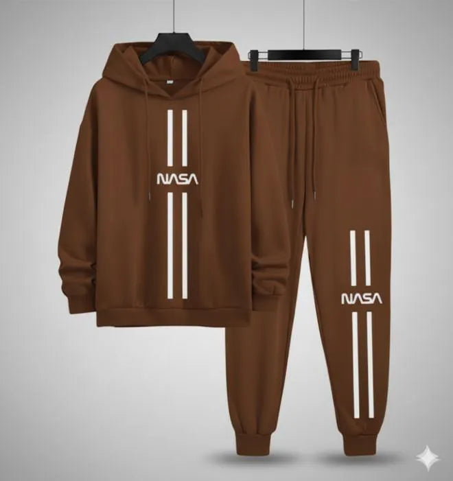 2 Pcs Men's Polyester Printed Hoodie Tracksuit