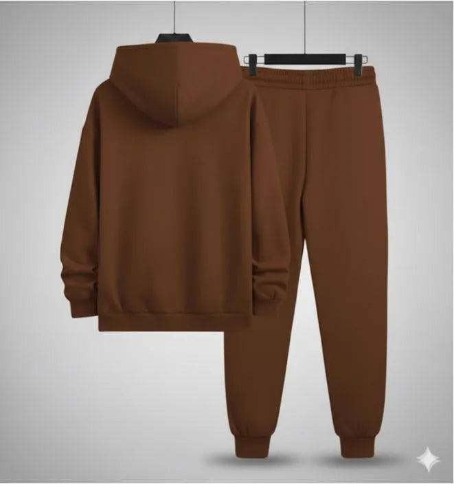 2 Pcs Men's Polyester Printed Hoodie Tracksuit