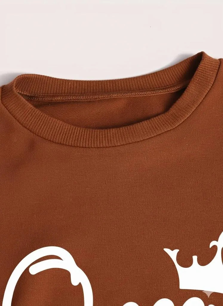 2 Pcs Women Fleece Printed Sweatshirt Tracksuit