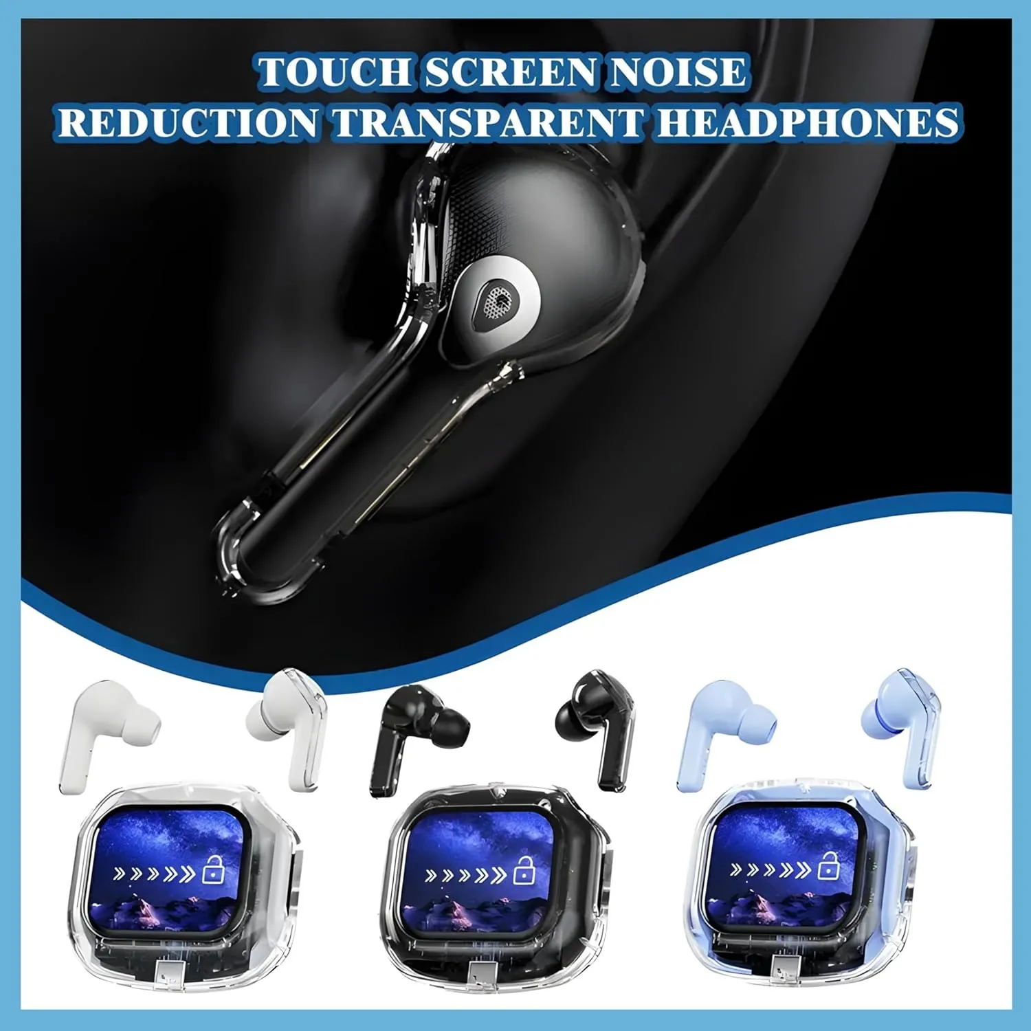 airmax transparent touch screen earbuds airmax transparent touch screen earbuds