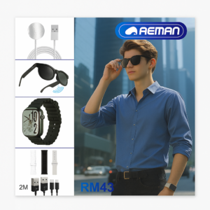 New Arrivals rm43 smart combo set – smartwatch + sunglasses + accessories (6 in 1 kit)